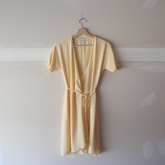 Babaton Dresses & Skirts - Babaton Yellow Wrap Dress